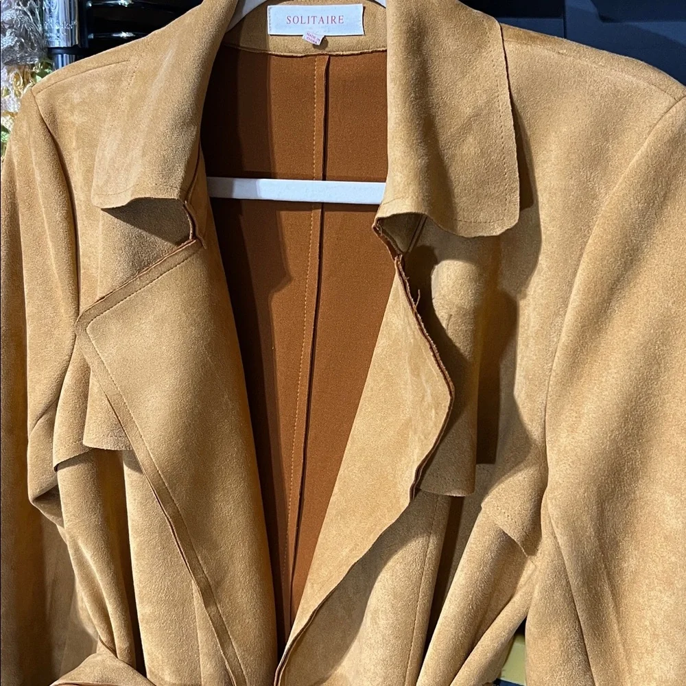 Woman Faux Suede LongTrench Coat absolutely comfortable for travel classy look - Picture 5 of 7